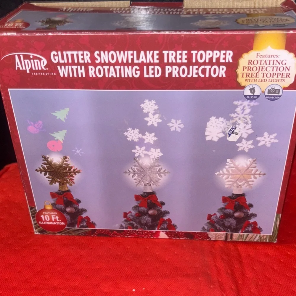 Alpine LED Snowflake Tree Topper with Glitter Projector - Picture 1 of 9